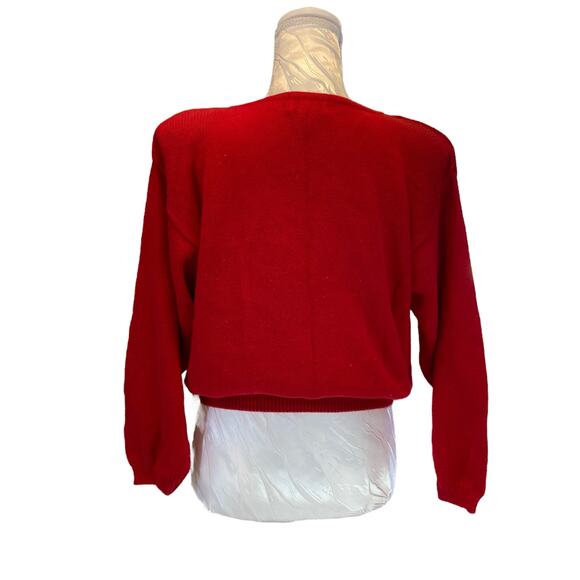 Vintage Y2K Victoria Jones Red Knit Cropped 3/4 Sleeve Knit Sweater Shirt Sz PM - Picture 2 of 16